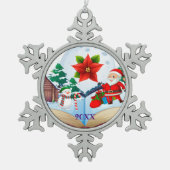 Vrolijk kerstgezin en Eerste Kerstdag Tin Sneeuwvlok Ornament (Voorkant)