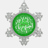 Vrolijk kerstgezin en Eerste Kerstdag Tin Sneeuwvlok Ornament (Voorkant)