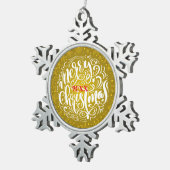 Vrolijk kerstgezin en Eerste Kerstdag Tin Sneeuwvlok Ornament (Rechts)