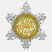 Vrolijk kerstgezin en Eerste Kerstdag Tin Sneeuwvlok Ornament (Voorkant)