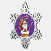 Vrolijk kerstgezin en Eerste Kerstdag Tin Sneeuwvlok Ornament (Rechts)