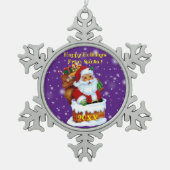 Vrolijk kerstgezin en Eerste Kerstdag Tin Sneeuwvlok Ornament (Voorkant)