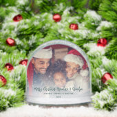 Vrolijk kerstgezin en kattenfoto's grootouders sneeuwbol (Kerstmis)