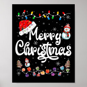 Vrolijk Kerstgezin Matching Xmas Santa Hat Xma Poster