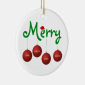 Vrolijk kerstgezin van vier aangepaste siervoorwer keramisch ornament (Rechts)