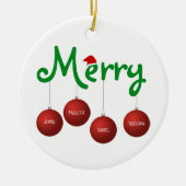 Vrolijk kerstgezin van vier aangepaste siervoorwer keramisch ornament (Voorkant)