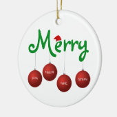 Vrolijk kerstgezin van vier aangepaste siervoorwer keramisch ornament (Links)