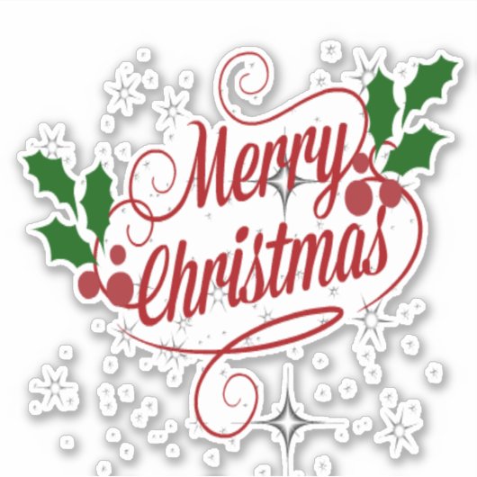 Vrolijk kerstglans en rode tekst sticker (Voorkant)