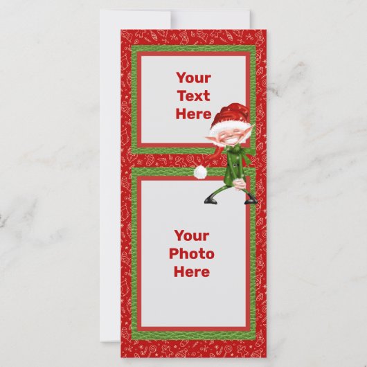 Vrolijk kerstglimlachend Elf Flat-Kaart (Achterkant)