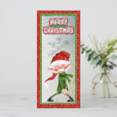 Vrolijk kerstglimlachend Elf Flat-Kaart (Staand voorkant)