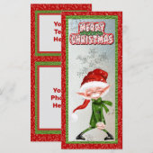 Vrolijk kerstglimlachend Elf Flat-Kaart (Voorkant / Achterkant)