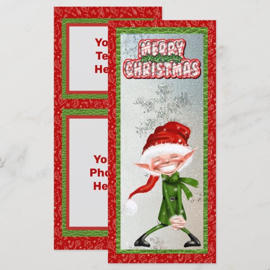 Vrolijk kerstglimlachend Elf Flat-Kaart (Voorkant / Achterkant)