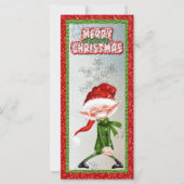 Vrolijk kerstglimlachend Elf Flat-Kaart (Voorkant)