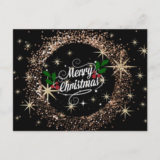 Vrolijk kerstglitter en glanzend design briefkaart (Voorkant)