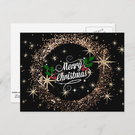 Vrolijk kerstglitter en glanzend design briefkaart (Voorkant / Achterkant)