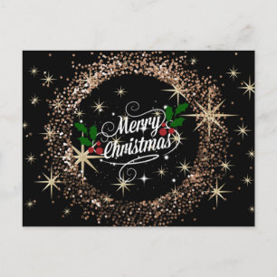 Vrolijk kerstglitter en glanzend design briefkaart