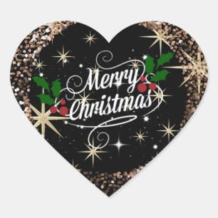 Vrolijk kerstglitter hart sticker