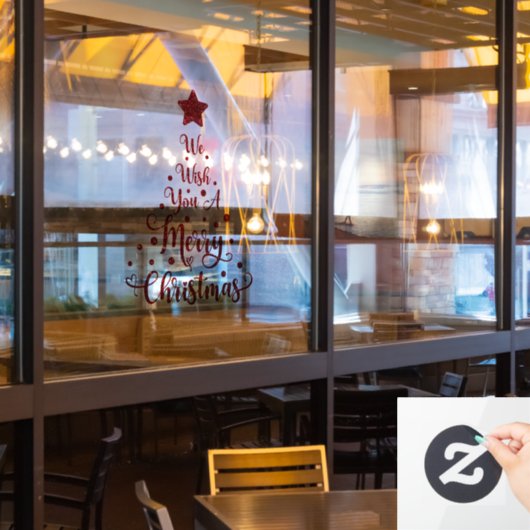 Vrolijk kerstglitter RedWindow Cling Raamsticker (Restaurant Raam)