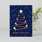 Vrolijk kerstgolf boom aangepaste tekst blauw folie feestdagenkaart (Staand Voorkant)