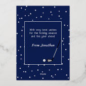 Vrolijk kerstgolf boom aangepaste tekst blauw folie feestdagenkaart (Achterkant)