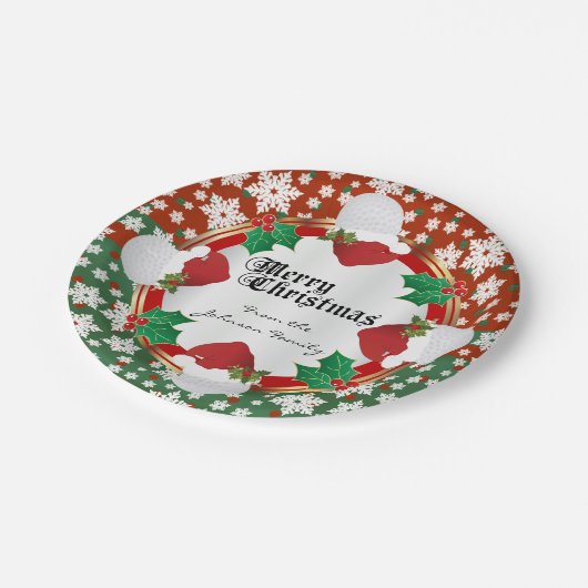 Vrolijk kerstgolf-overs papieren bordje (Gekanteld)