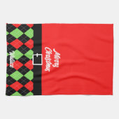 Vrolijk kerstgordel en Argyle Red Theedoek (Horizontaal)