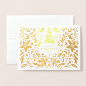 VROLIJK KERSTGOUD BOTANISCHE FOTO FOLIE KAARTEN (Voorkant met envelop)