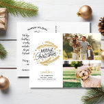 Vrolijk kerstgoud - chemicaliën, 2 foto's briefkaart<br><div class="desc">Stuur kerstvakantie Cheer met dit feestelijke briefkaart met uw twee foto's en faux gold hand getekende botanicals. De achterkant biedt ruimte voor een getypte notitie of verwijderen om ruimte over te laten voor een handgeschreven notitie. Leuk en feestelijk maar toch eenvoudig en modern - een kaart die zeker vakantiegoederen zal...</div>