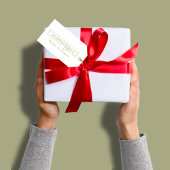 Vrolijk kerstgoud eenvoudige kalligrafie cadeaulabel