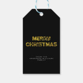 Vrolijk kerstgoud effect met gepersonaliseerde tek cadeaulabel (Achterkant)