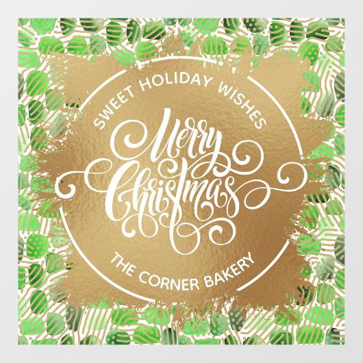 Vrolijk kerstgoud en groen raamsticker (Vel)