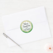 Vrolijk kerstgoud en Groene Persoonlijke Vakantie Ronde Sticker (Envelop)