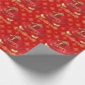 Vrolijk kerstgoud en rode cellen cadeaupapier (Hoek)