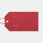 Vrolijk kerstgoud en rood confetti cadeaulabel (Achterkant Horizontaal)