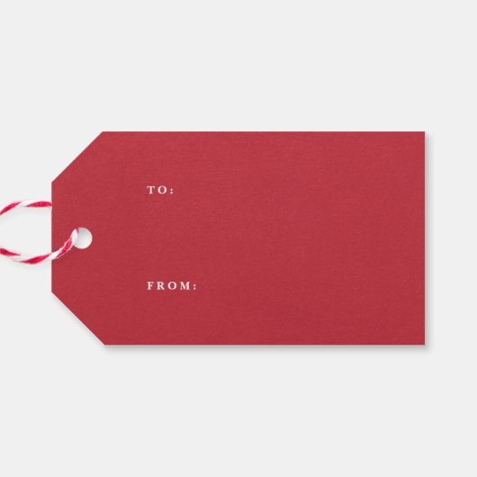 Vrolijk kerstgoud en rood confetti cadeaulabel (Achterkant Horizontaal)