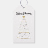 Vrolijk kerstgoud en zwarte gestileerde boom | cadeaulabel (Voorkant)