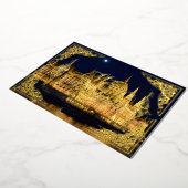 Vrolijk kerstgoud folie, Boedapest Folie Feestdagenkaart (Gedraaid)