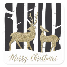 Vrolijk kerstgoud gliettering herten sticker