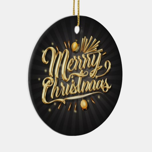 Vrolijk kerstgoud keramisch ornament (Rechts)