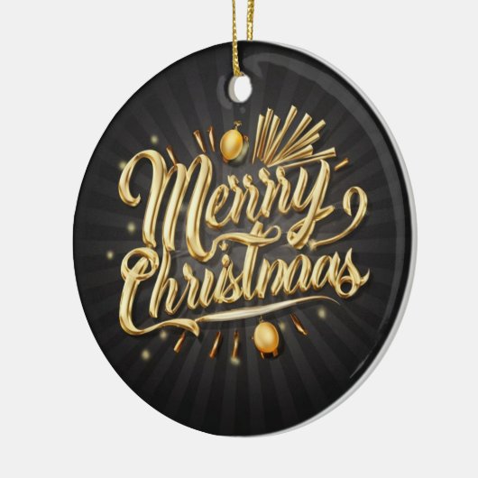 Vrolijk kerstgoud keramisch ornament (Links)