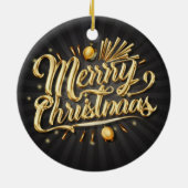 Vrolijk kerstgoud keramisch ornament (Achterkant)