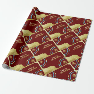 Vrolijk kerstgoud met cellen cadeaupapier