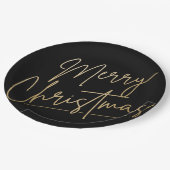 Vrolijk kerstgoud op zwart papieren bordje (Gekanteld)