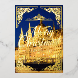 Vrolijk kerstgoud, parlementsgebouw Boedapest Folie Feestdagenkaart