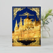 Vrolijk kerstgoud, parlementsgebouw Boedapest Folie Feestdagenkaart (Staand Voorkant)