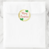 Vrolijk kerstgoud, rode groene feestjes ronde sticker (Tas)