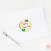 Vrolijk kerstgoud, rode groene feestjes ronde sticker (Envelop)