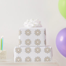 Vrolijk Kerstgoud, Zilveren Sneeuwvlok Vakantie Cadeaupapier