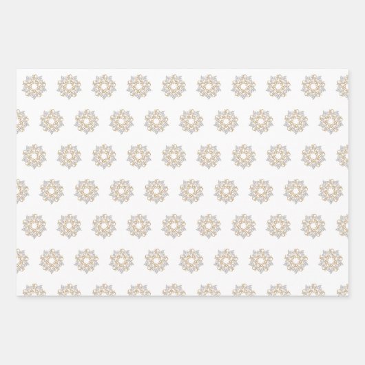 Vrolijk kerstgoud & zilveren ster, wit inpakpapier vel (Voorkant 2)