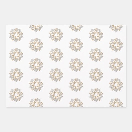 Vrolijk kerstgoud & zilveren ster, wit inpakpapier vel (Voorkant)